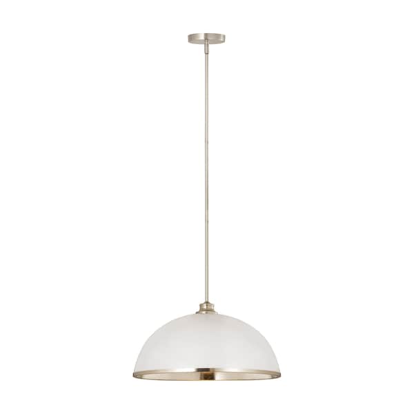 Z-Lite Landry 1 Light Pendant, Matte White & Brushed Nickel 1004P20-MW-BN - main